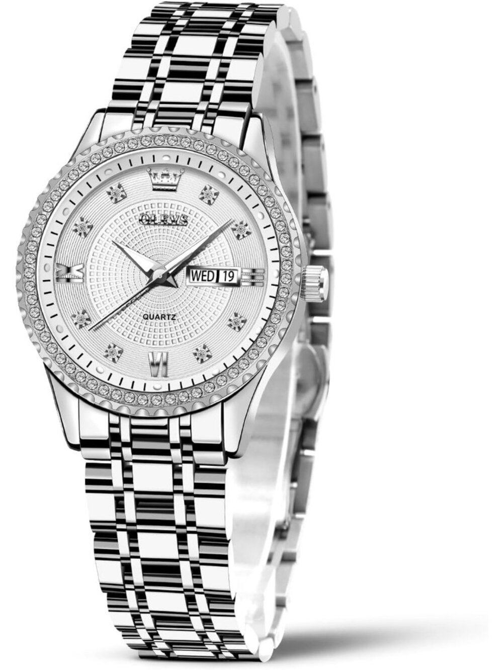 Womens Silver Analog Quartz Stainless Steel Waterproof Outfit Luxury Wrist Watch